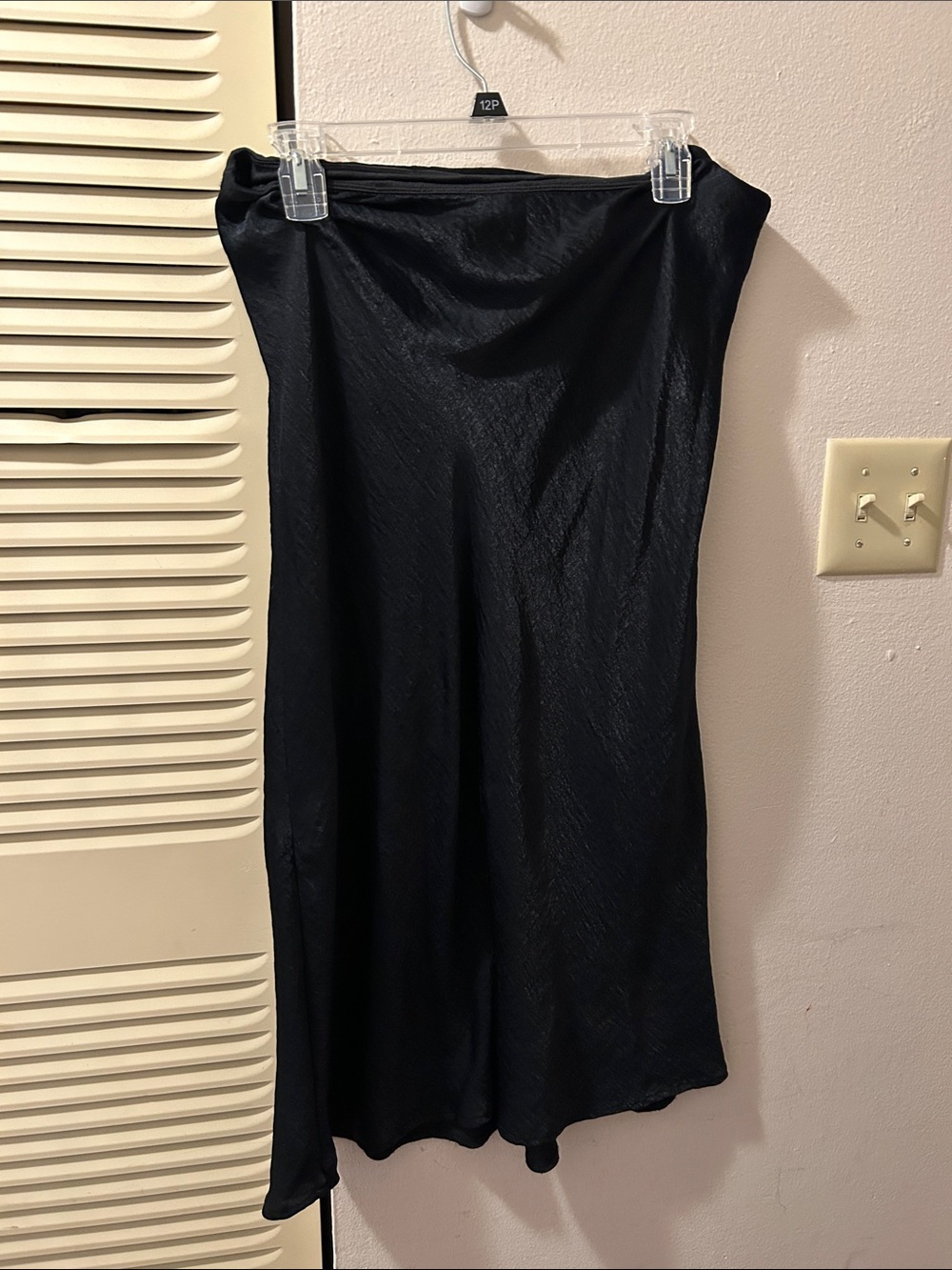 wild fable Black Satin Midi Slip Skirt